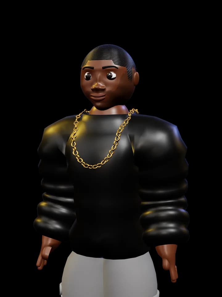 A man with 360 waves in a black puffer and a gold Cuban link chain